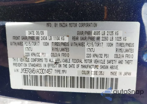 2010 Mazda Cx-7 I Sv z USA, uszkodzony, nr VIN JM3ER2W5XA0301457